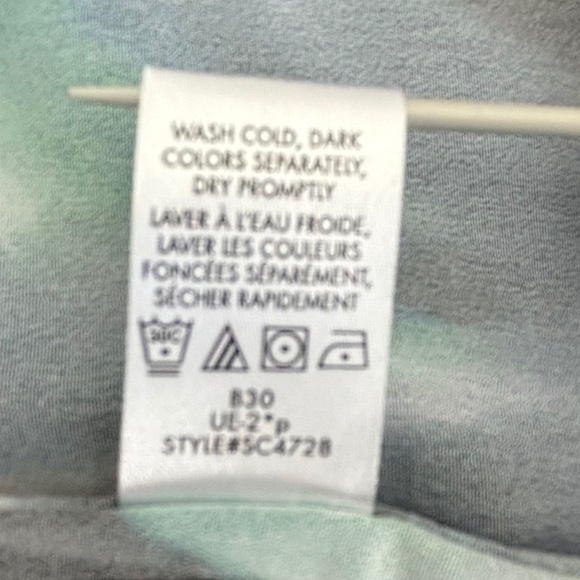 Calvin Klein abstract multi-colour Polyester blouse roll tab sleeve size L - Picture 15 of 15